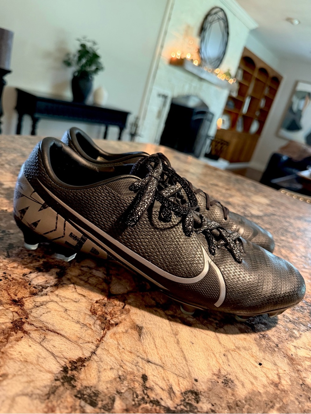 Nike Men’s Black Soccer Cleats with Silver Swoosh